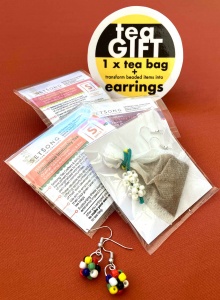Single tag teabag earrings